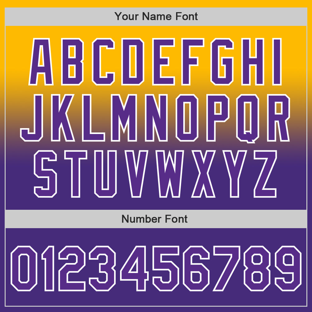 Custom Gold Purple-White Authentic Fade Fashion Baseball Jersey baseball jersey product view 5