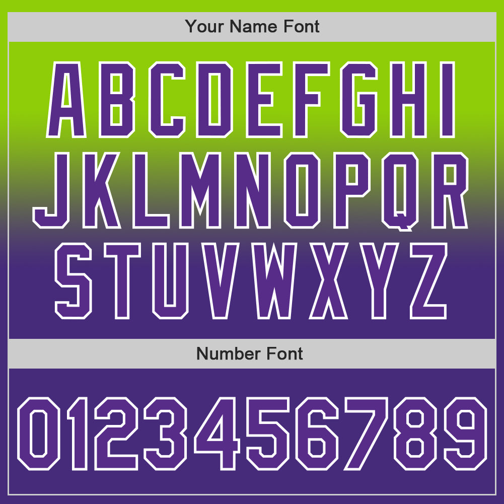 Custom Neon Green Purple-White Authentic Fade Fashion Baseball Jersey baseball jersey product view 5