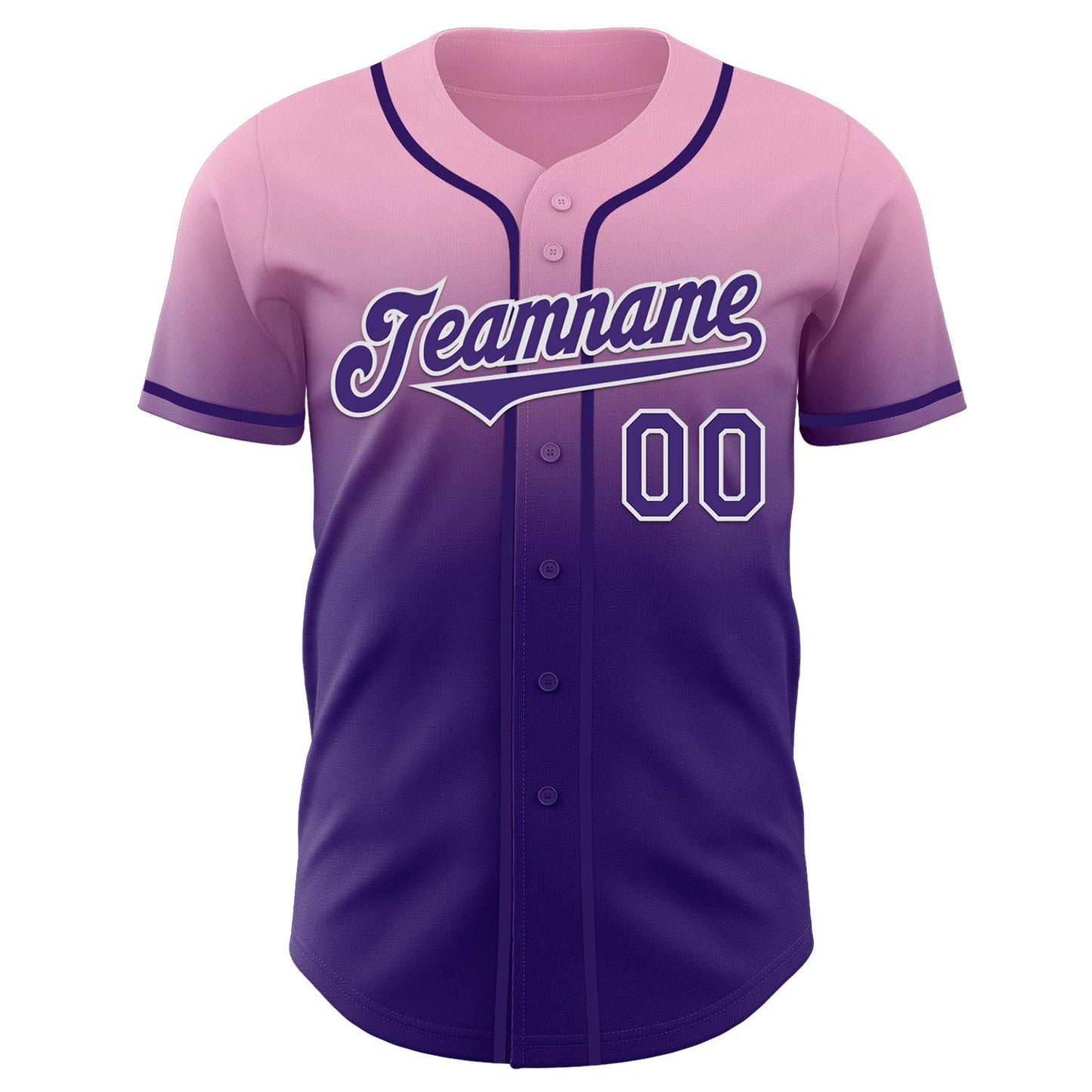Custom Light Pink Purple-White Authentic Fade Fashion Baseball Jersey baseball jersey product view 2