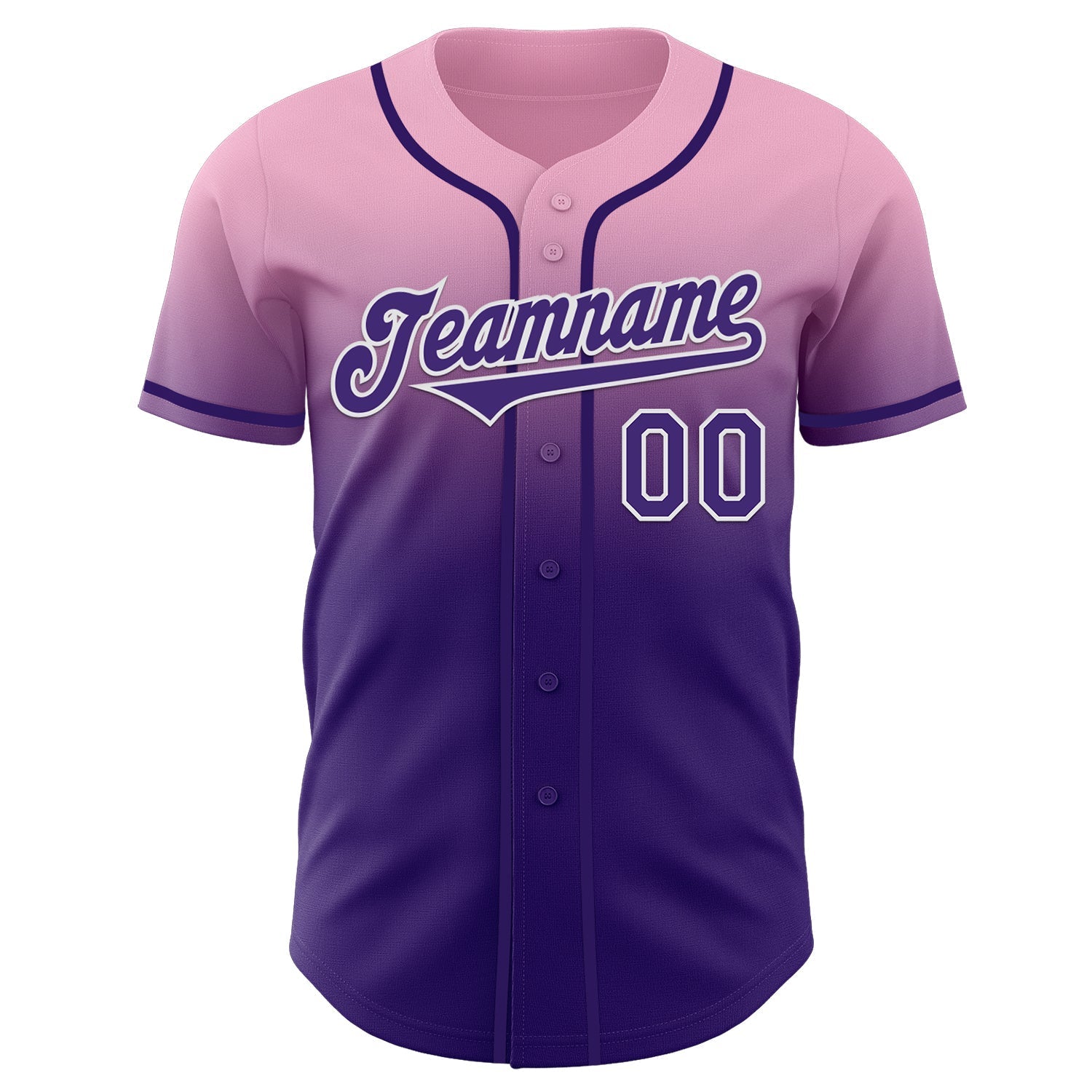 Custom Light Pink Purple-White Authentic Fade Fashion Baseball Jersey baseball jersey product view 2
