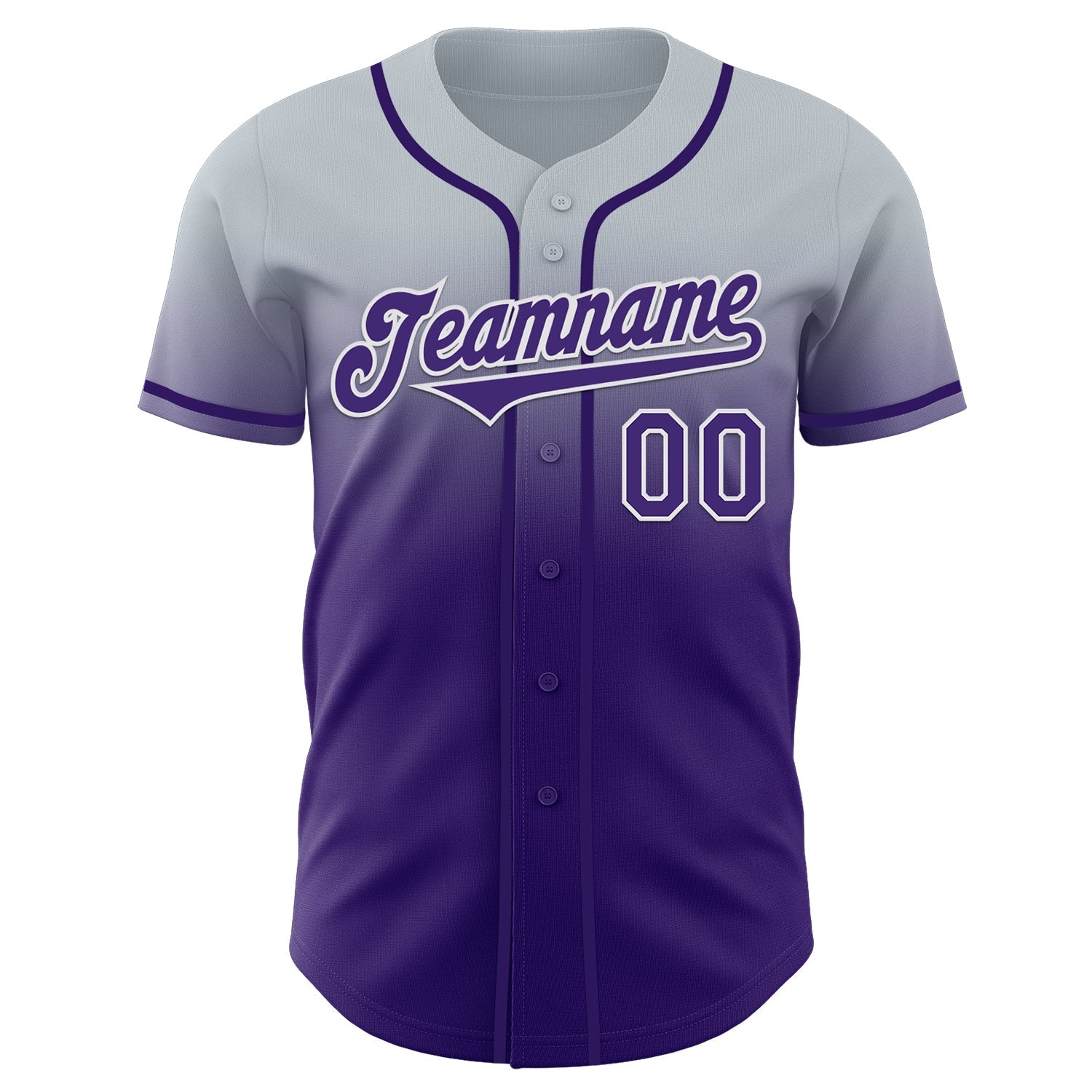 Custom Silver Purple-White Authentic Fade Fashion Baseball Jersey baseball jersey product view 2