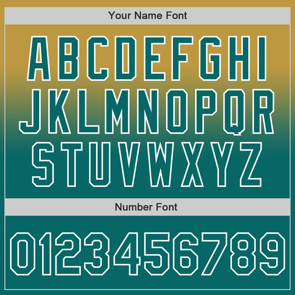 Custom Old Gold Teal-White Authentic Fade Fashion Baseball Jersey baseball jersey product view 5
