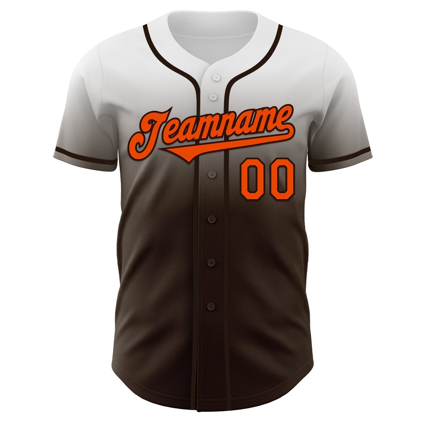 Custom White Orange-Brown Authentic Fade Fashion Baseball Jersey baseball jersey product view 2