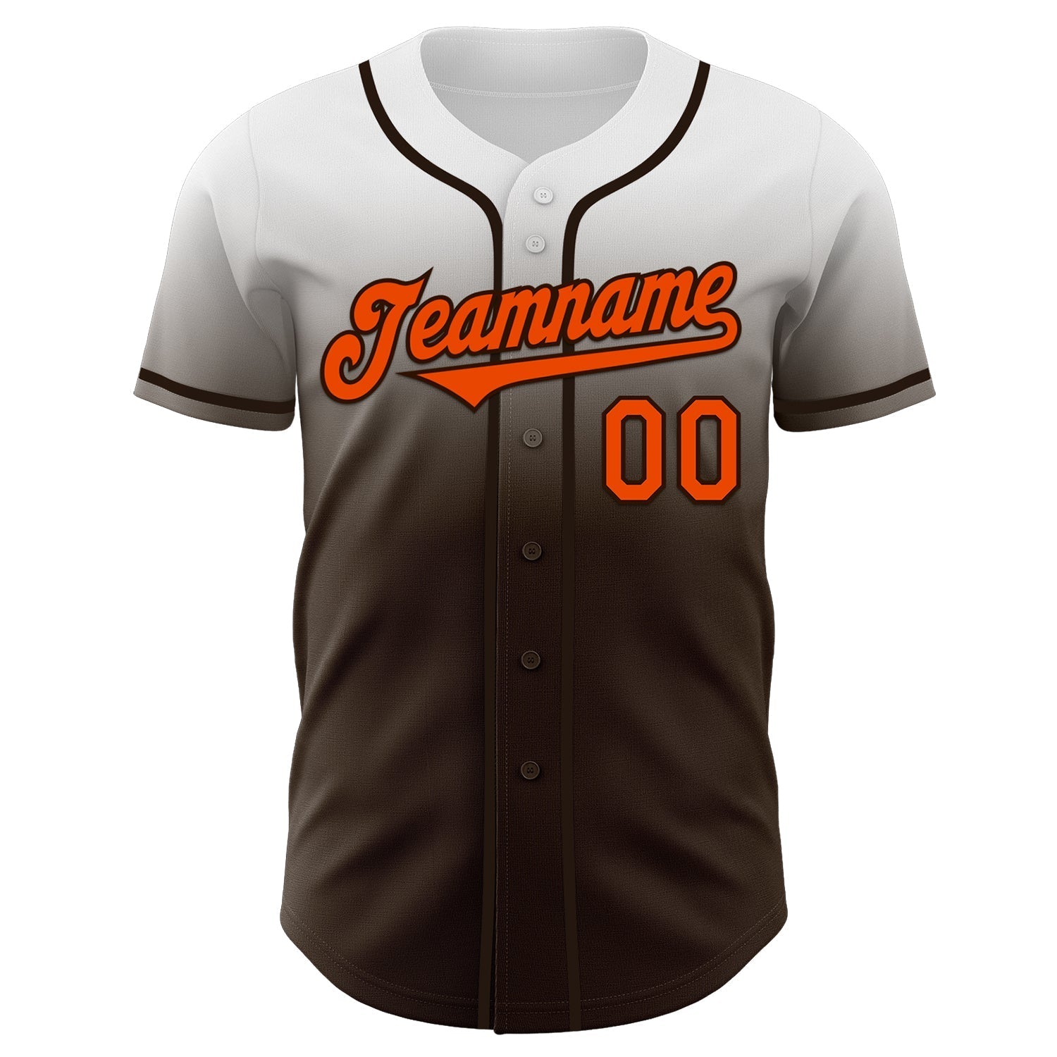 Custom White Orange-Brown Authentic Fade Fashion Baseball Jersey baseball jersey product view 2