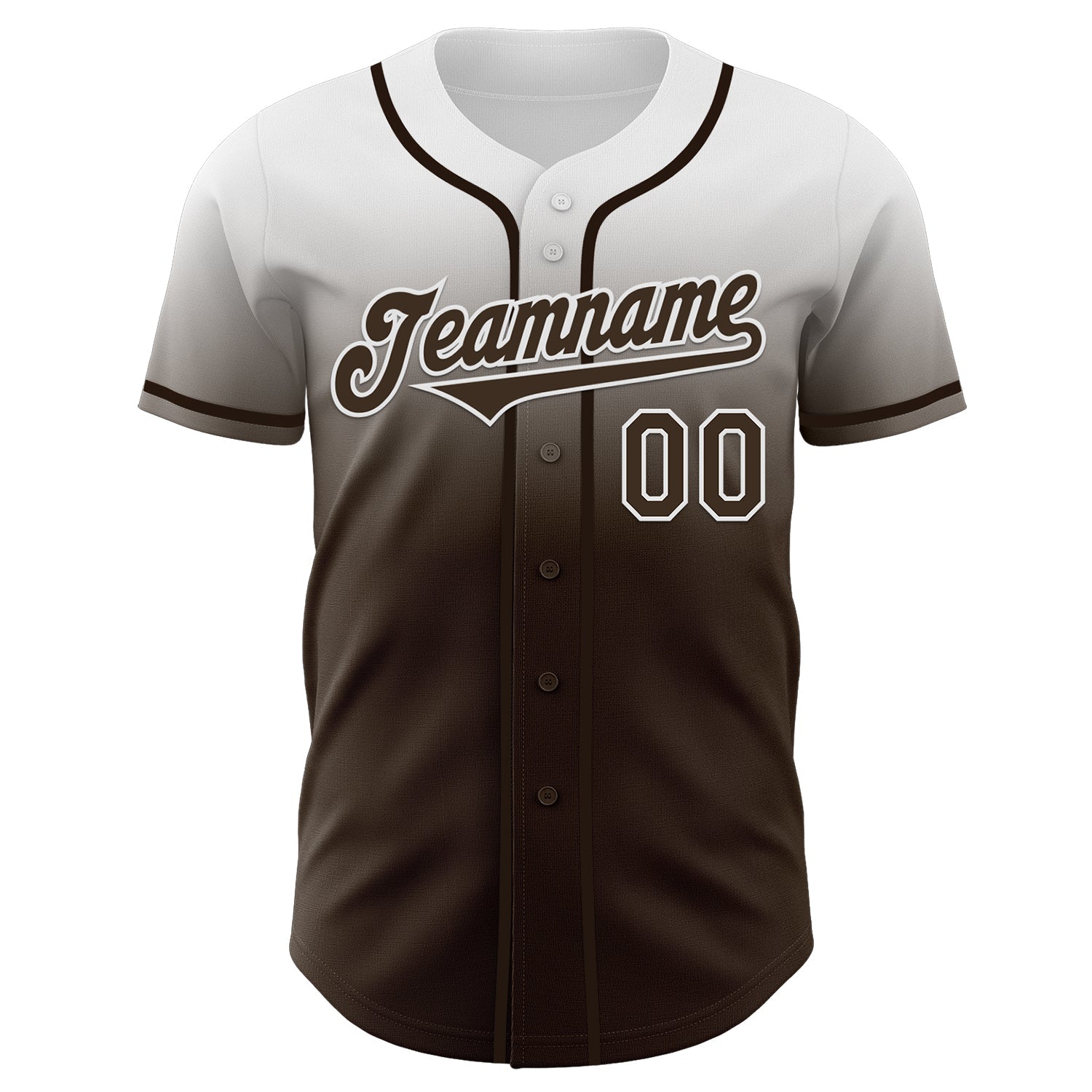 Custom White Brown Authentic Fade Fashion Baseball Jersey baseball jersey product view 2