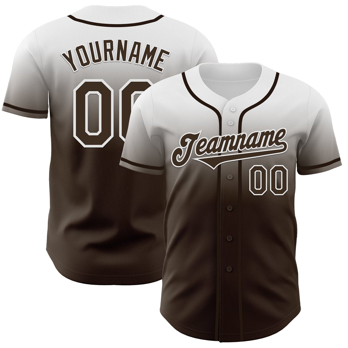 Custom White Brown Authentic Fade Fashion Baseball Jersey baseball jersey product view 1