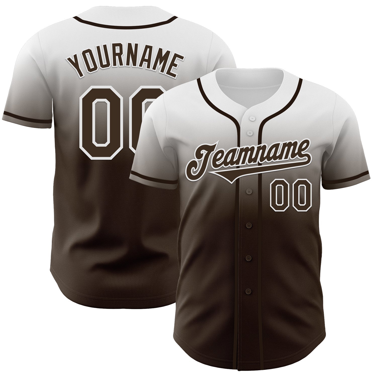 Custom White Brown Authentic Fade Fashion Baseball Jersey baseball jersey product view 1