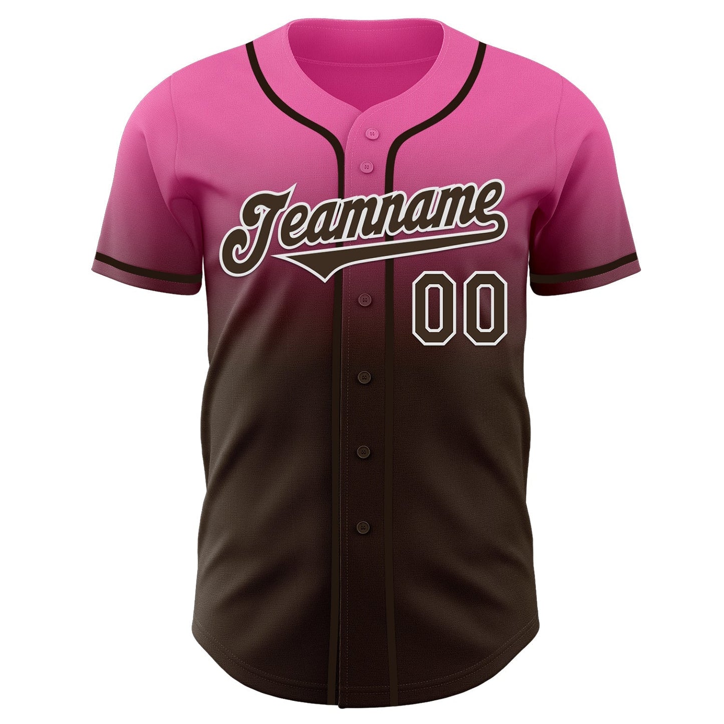 Custom Pink Brown-White Authentic Fade Fashion Baseball Jersey baseball jersey product view 2