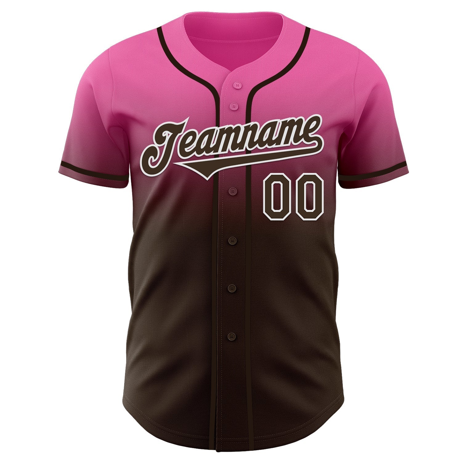 Custom Pink Brown-White Authentic Fade Fashion Baseball Jersey baseball jersey product view 2