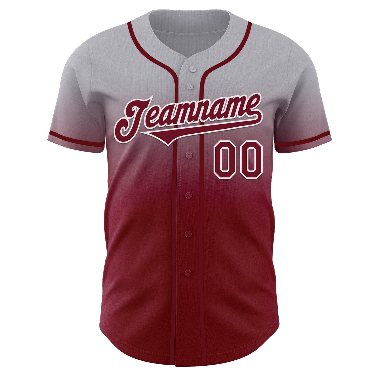 Custom Gray Crimson-White Authentic Fade Fashion Baseball Jersey baseball jersey product view 2