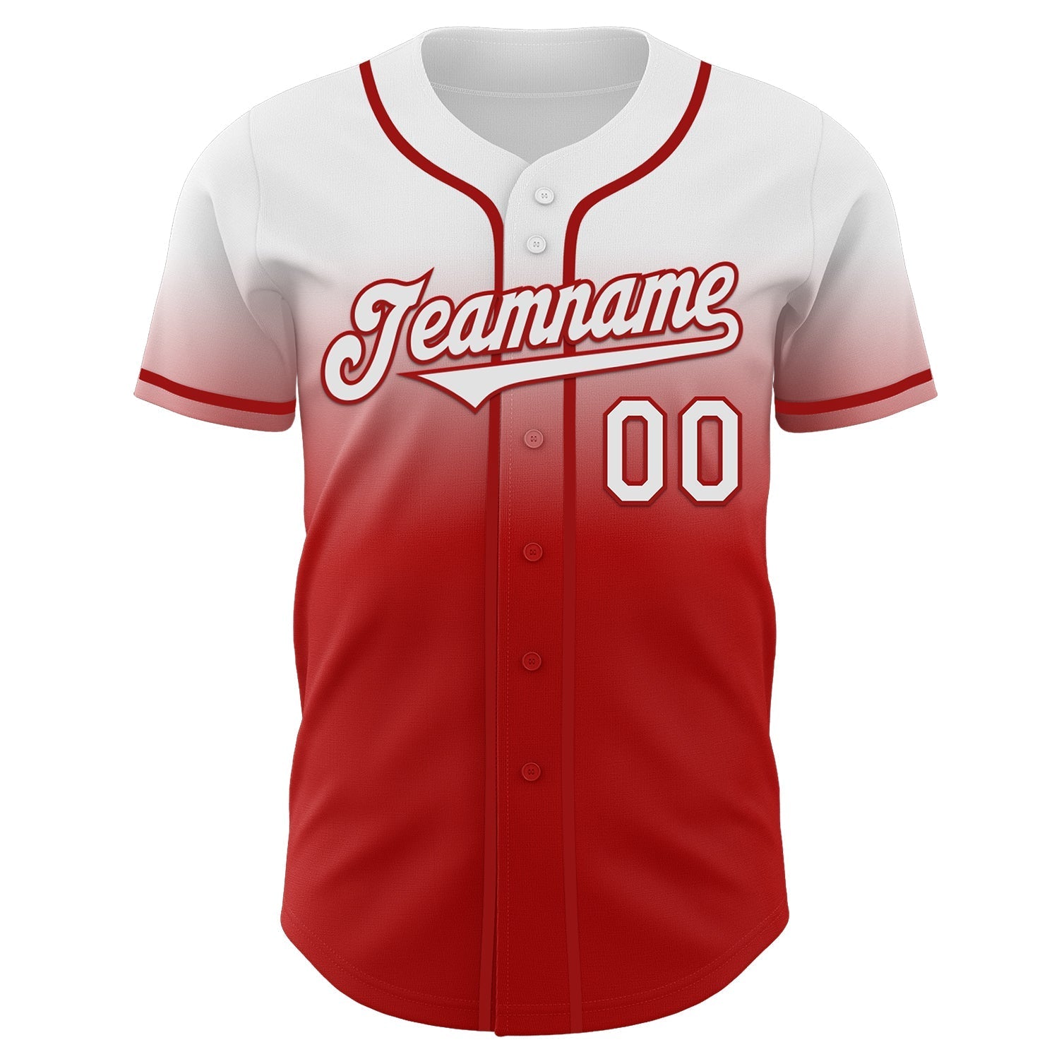 Custom White Red Authentic Fade Fashion Baseball Jersey baseball jersey product view 2