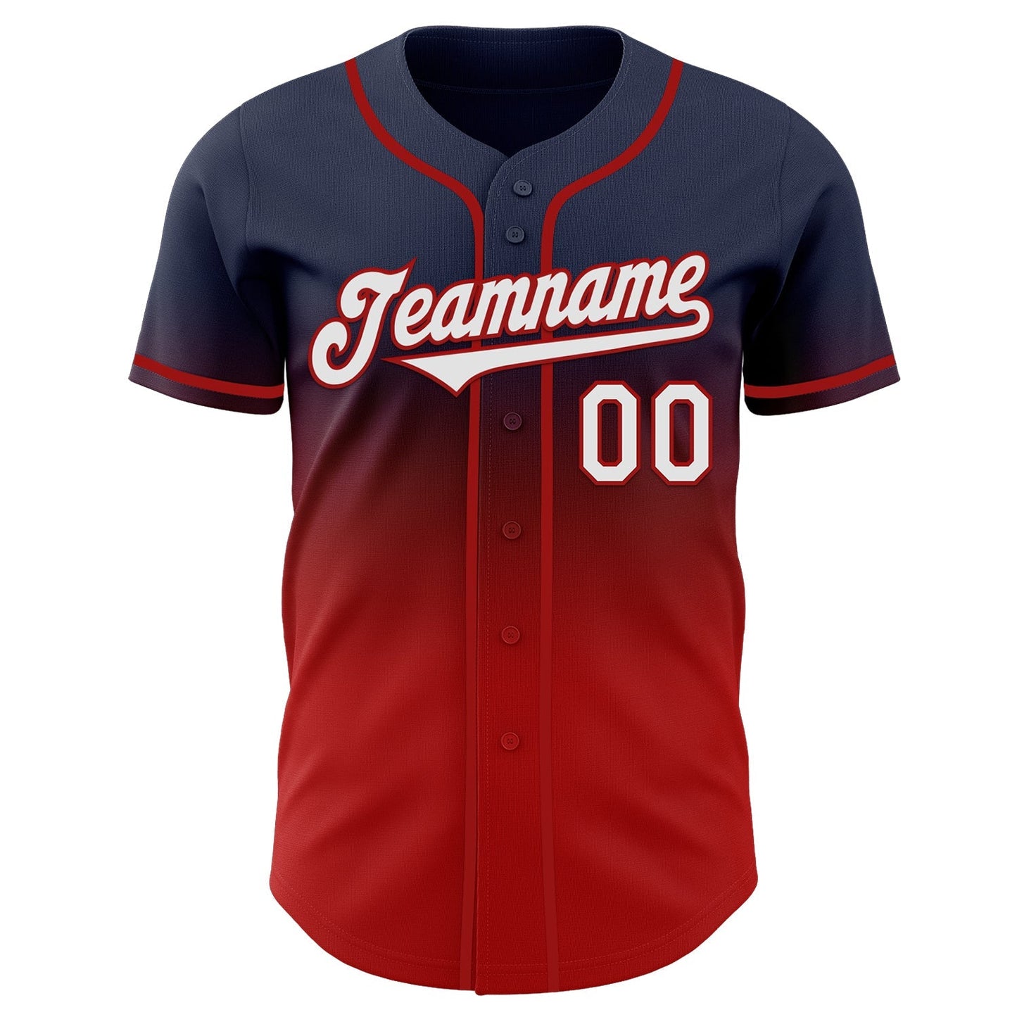 Custom Navy White-Red Authentic Fade Fashion Baseball Jersey baseball jersey product view 2