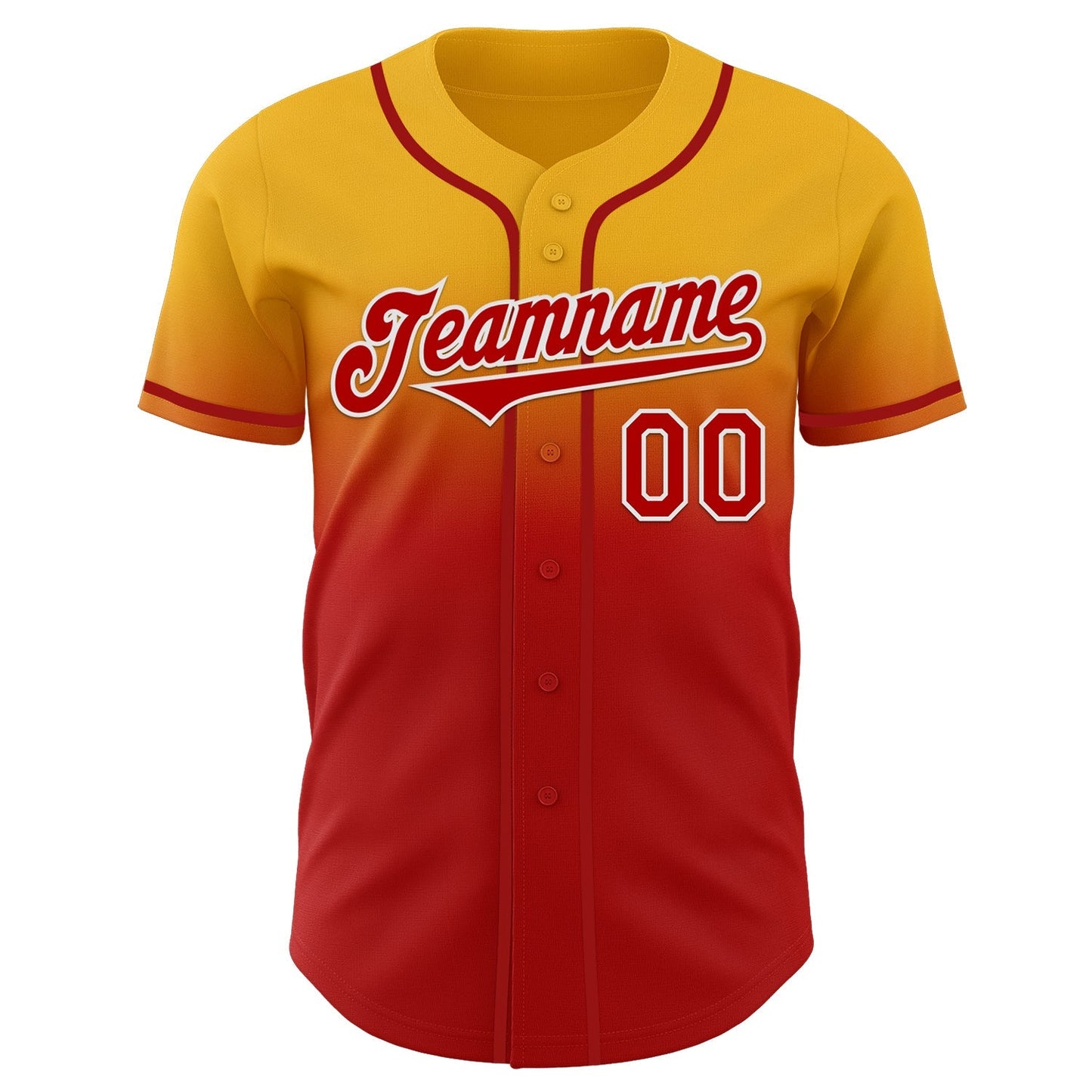 Custom Gold Red-White Authentic Fade Fashion Baseball Jersey baseball jersey product view 2