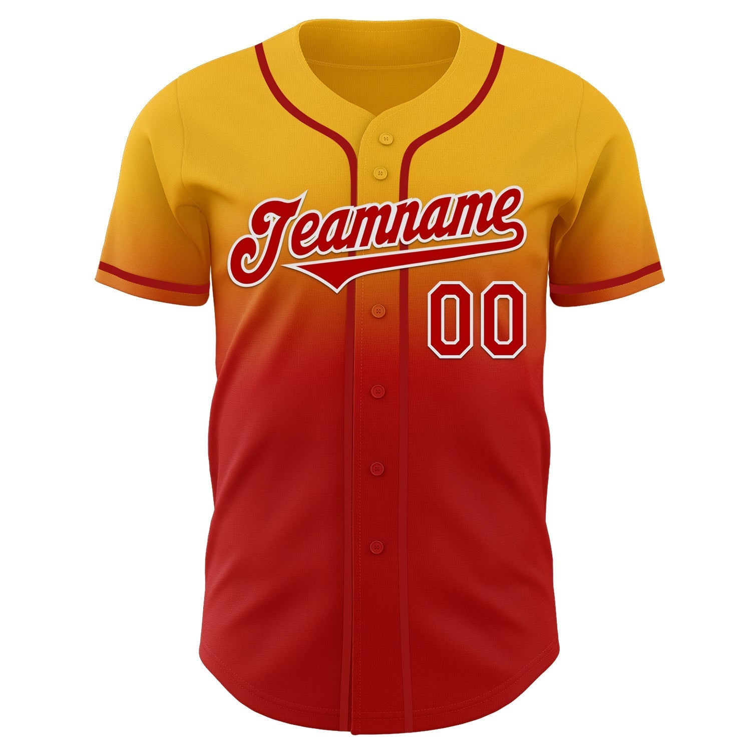 Custom Gold Red-White Authentic Fade Fashion Baseball Jersey baseball jersey product view 2