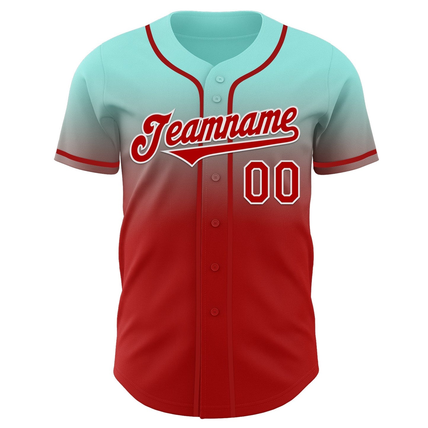 Custom Ice Blue Red-White Authentic Fade Fashion Baseball Jersey baseball jersey product view 2