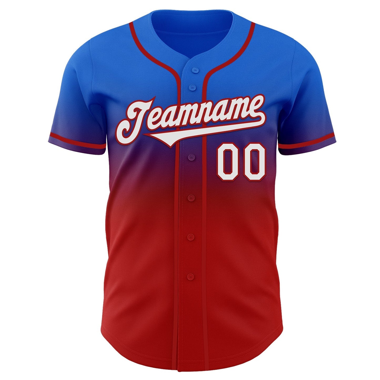 Custom Thunder Blue White-Red Authentic Fade Fashion Baseball Jersey baseball jersey product view 2