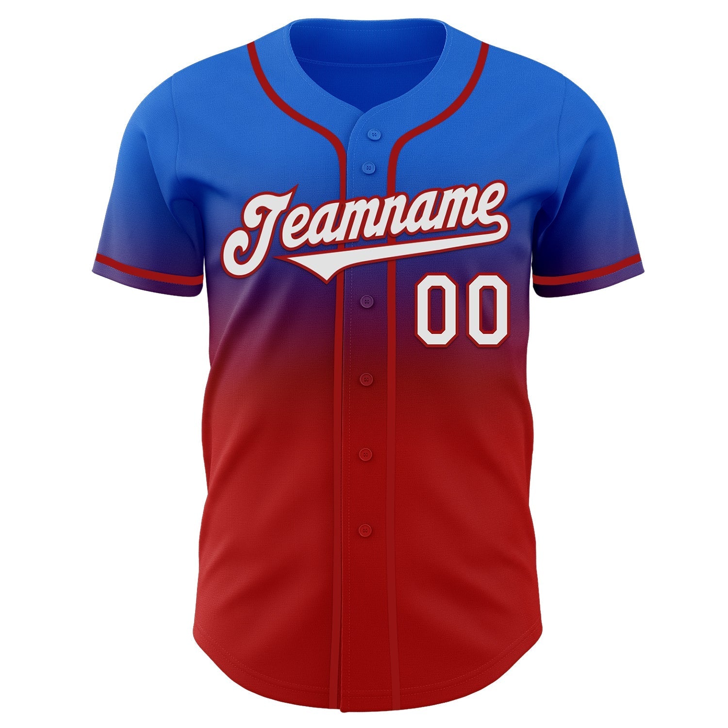 Custom Thunder Blue White-Red Authentic Fade Fashion Baseball Jersey baseball jersey product view 2