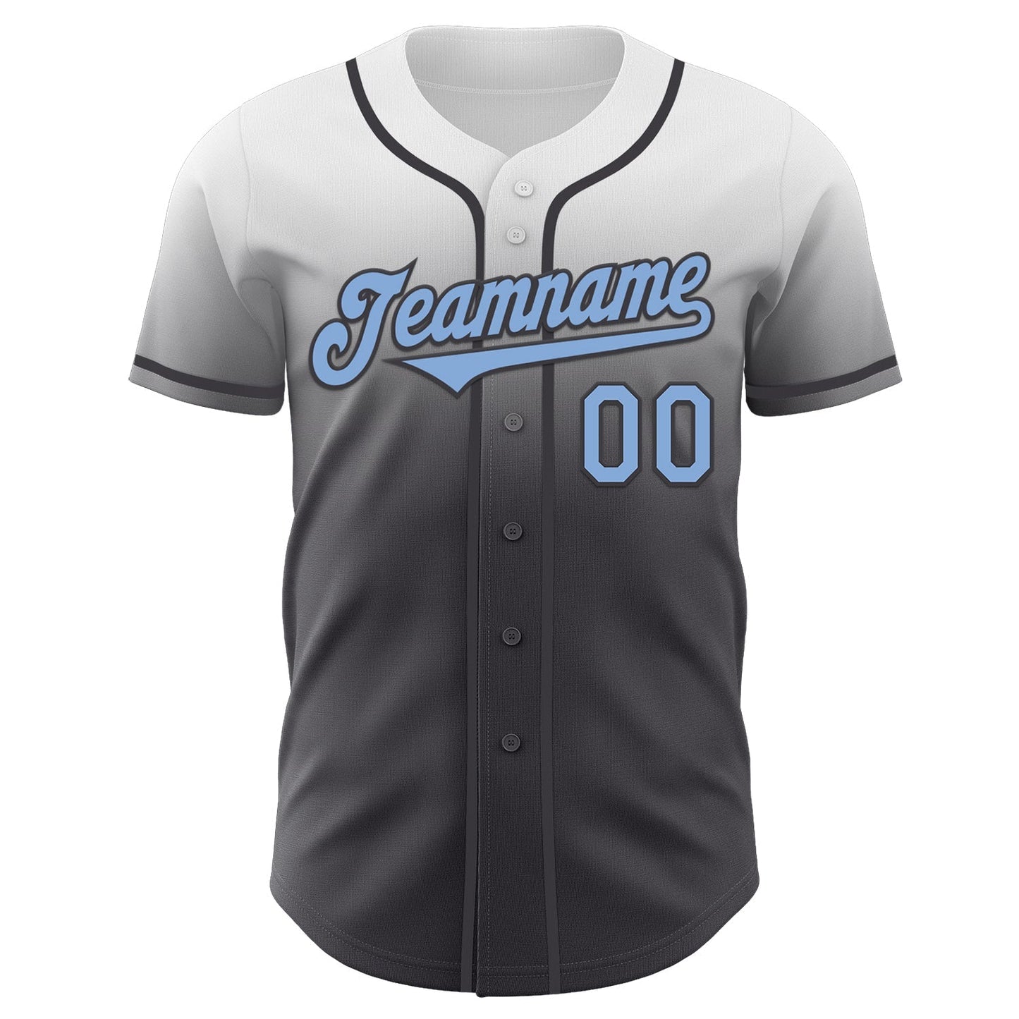 Custom White Light Blue-Steel Gray Authentic Fade Fashion Baseball Jersey baseball jersey product view 2
