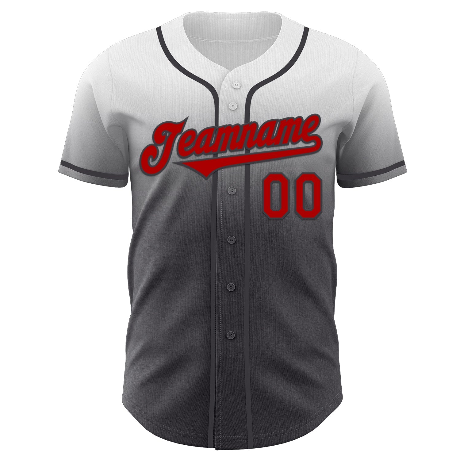 Custom White Red-Steel Gray Authentic Fade Fashion Baseball Jersey baseball jersey product view 2