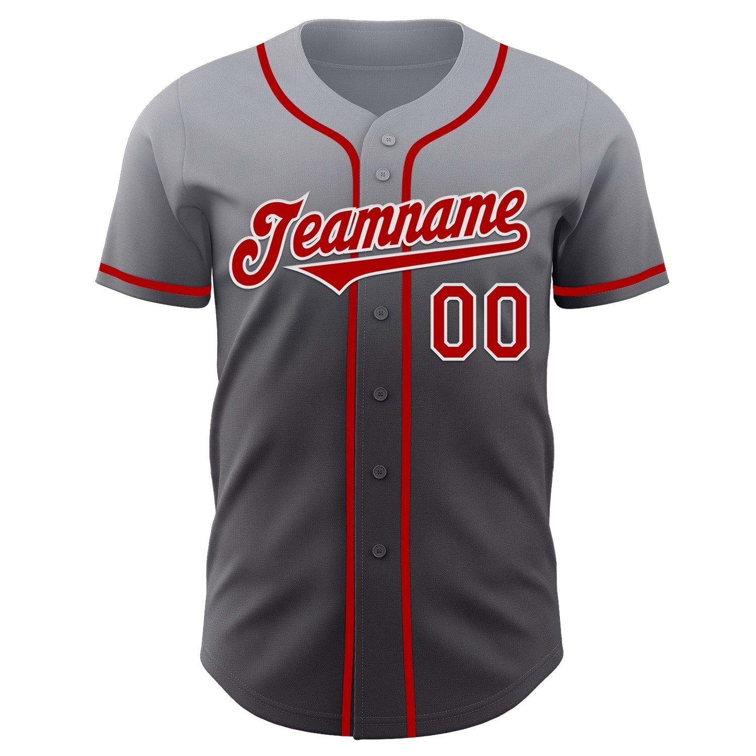 Custom Gray Red Steel Gray-White Authentic Fade Fashion Baseball Jersey baseball jersey product view 2