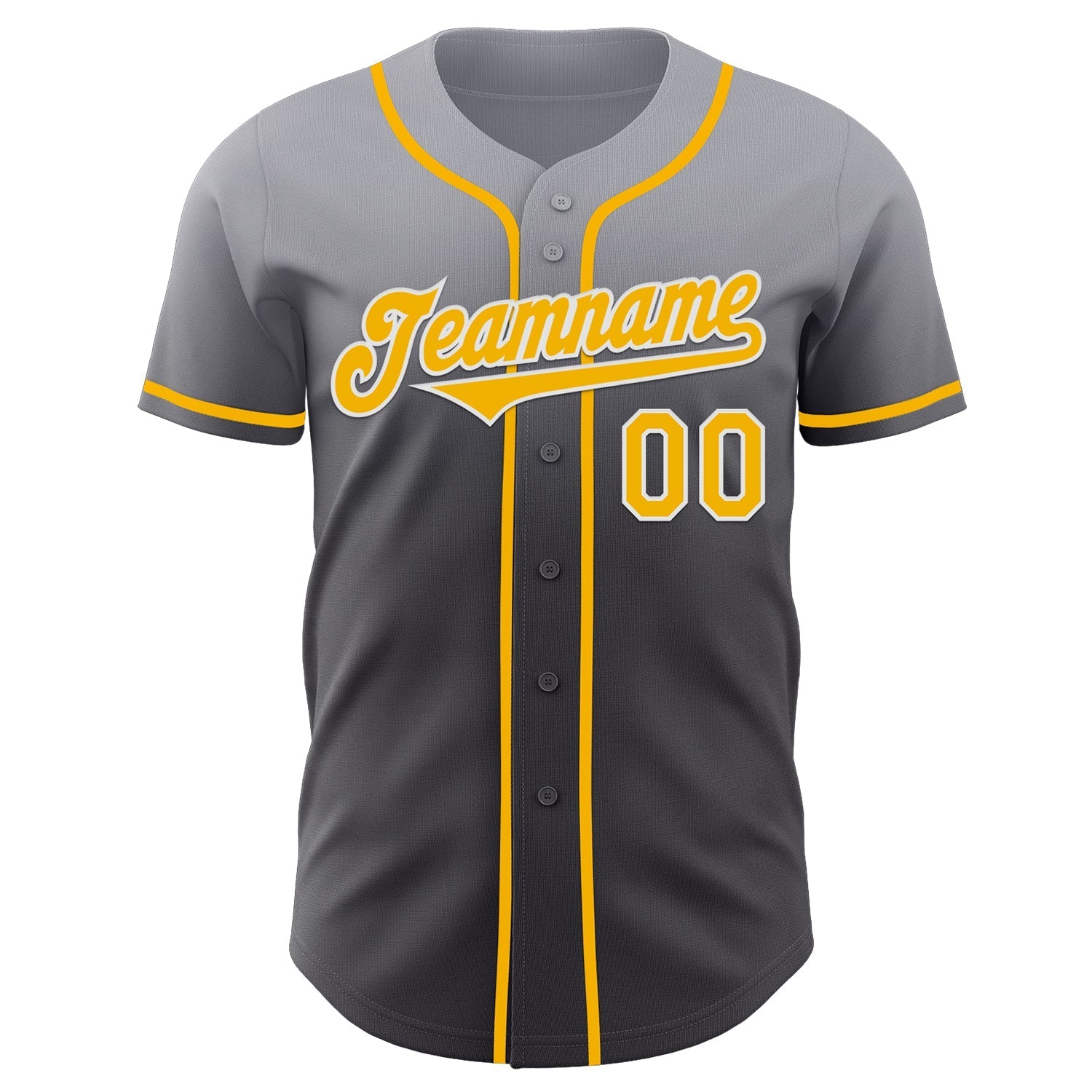 Custom Gray Gold Steel Gray-White Authentic Fade Fashion Baseball Jersey baseball jersey product view 2