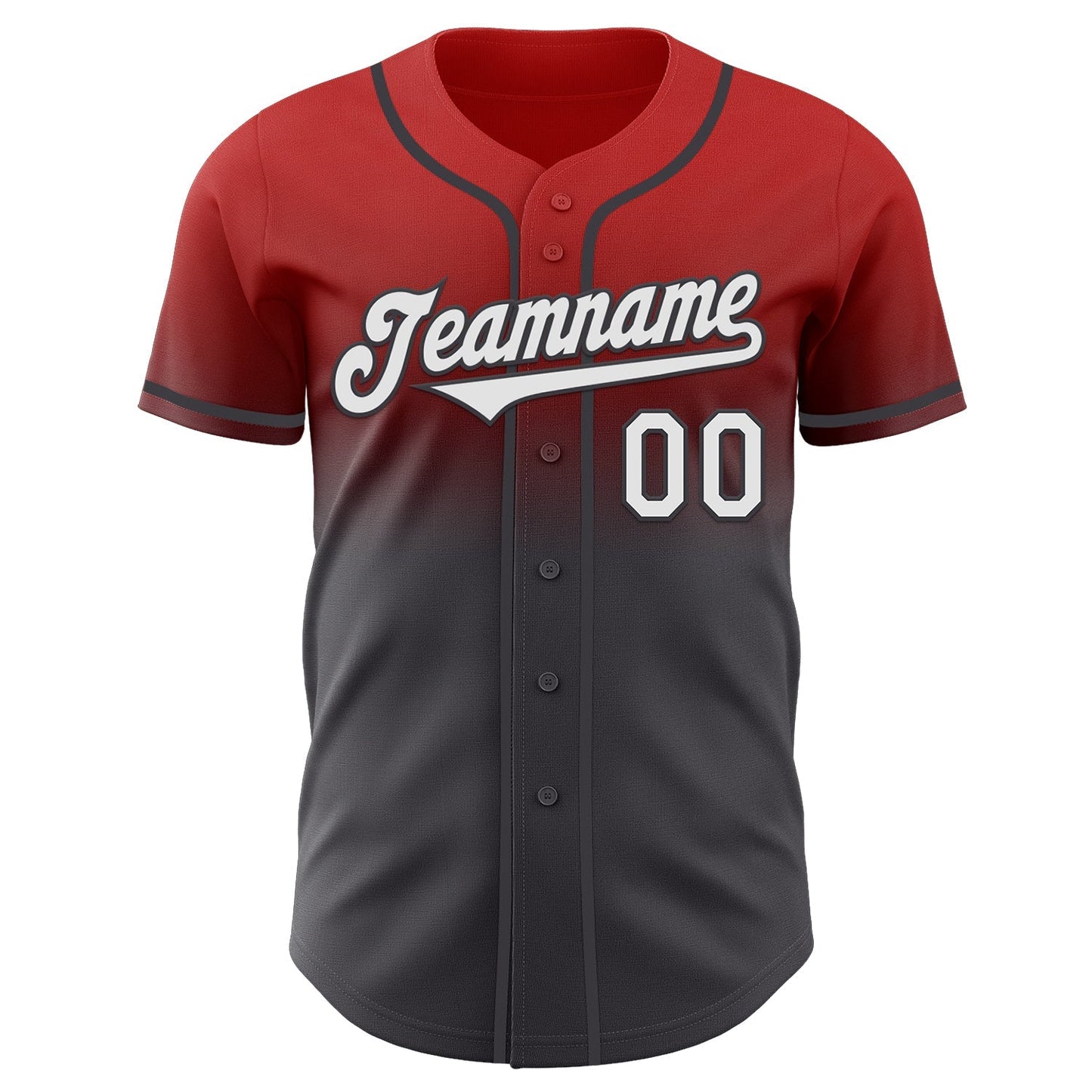 Custom Red White-Steel Gray Authentic Fade Fashion Baseball Jersey baseball jersey product view 2