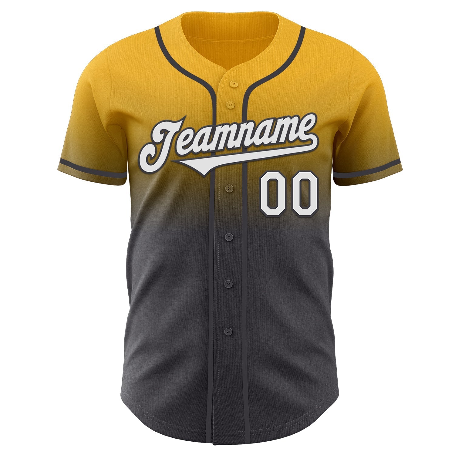 Custom Gold White-Steel Gray Authentic Fade Fashion Baseball Jersey baseball jersey product view 2