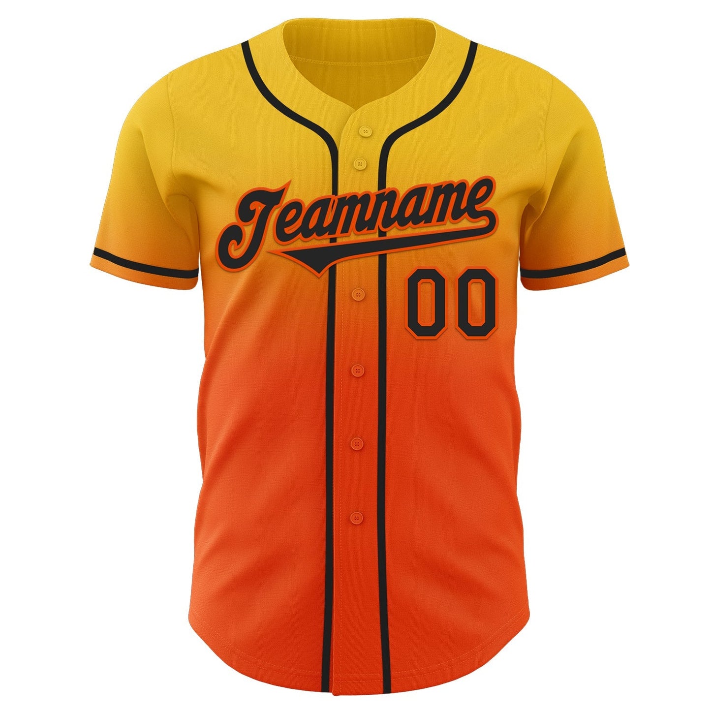 Custom Yellow Black-Orange Authentic Fade Fashion Baseball Jersey baseball jersey product view 2
