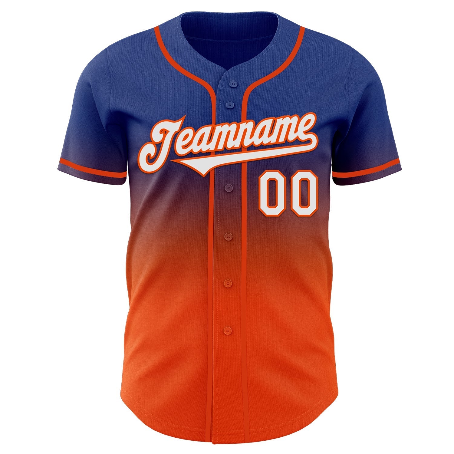 Custom Royal White-Orange Authentic Fade Fashion Baseball Jersey baseball jersey product view 2