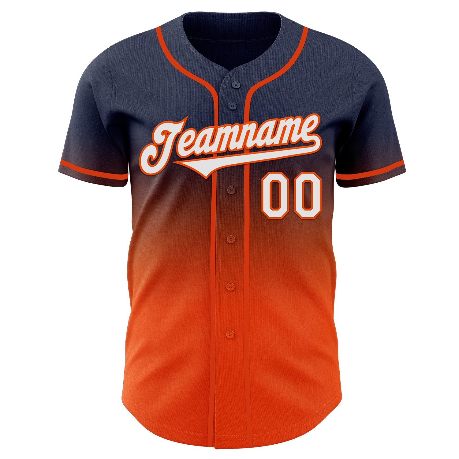 Custom Navy White-Orange Authentic Fade Fashion Baseball Jersey baseball jersey product view 2