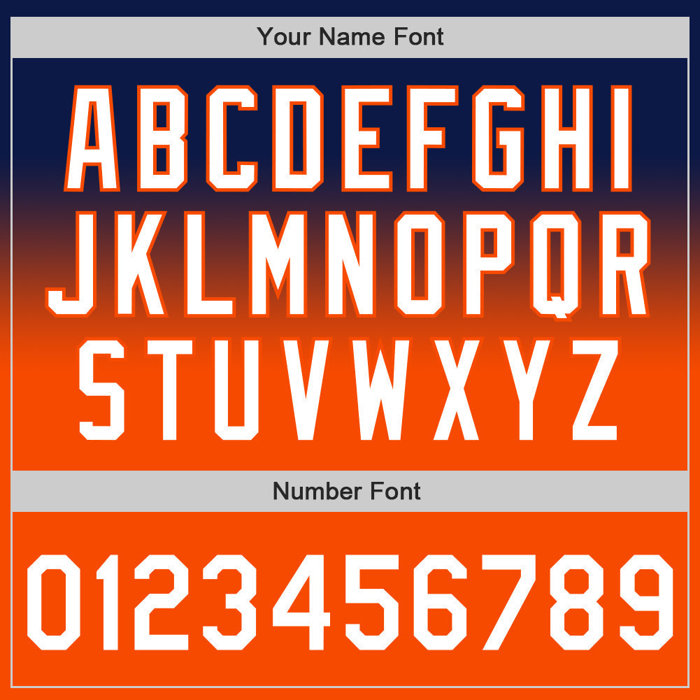 Custom Navy White-Orange Authentic Fade Fashion Baseball Jersey baseball jersey product view 5