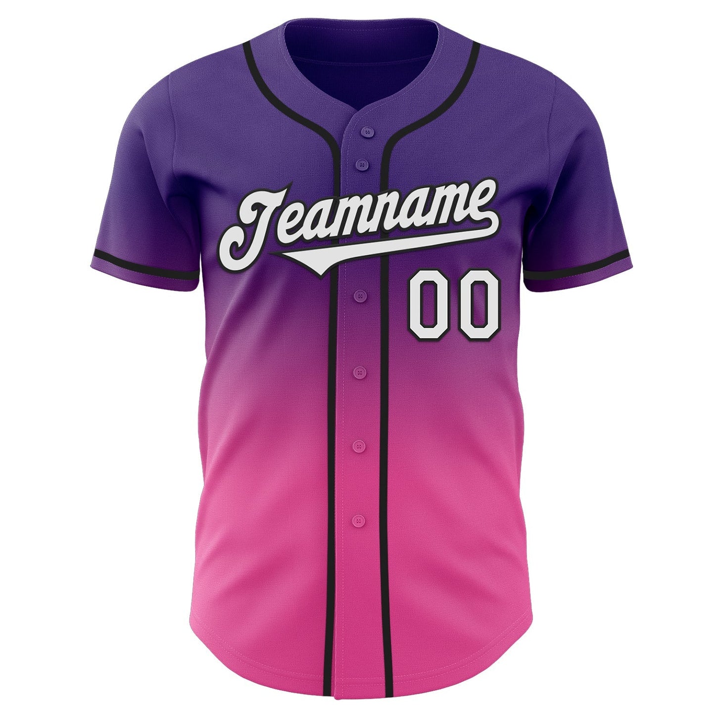 Custom Purple White Pink-Black Authentic Fade Fashion Baseball Jersey baseball jersey product view 2