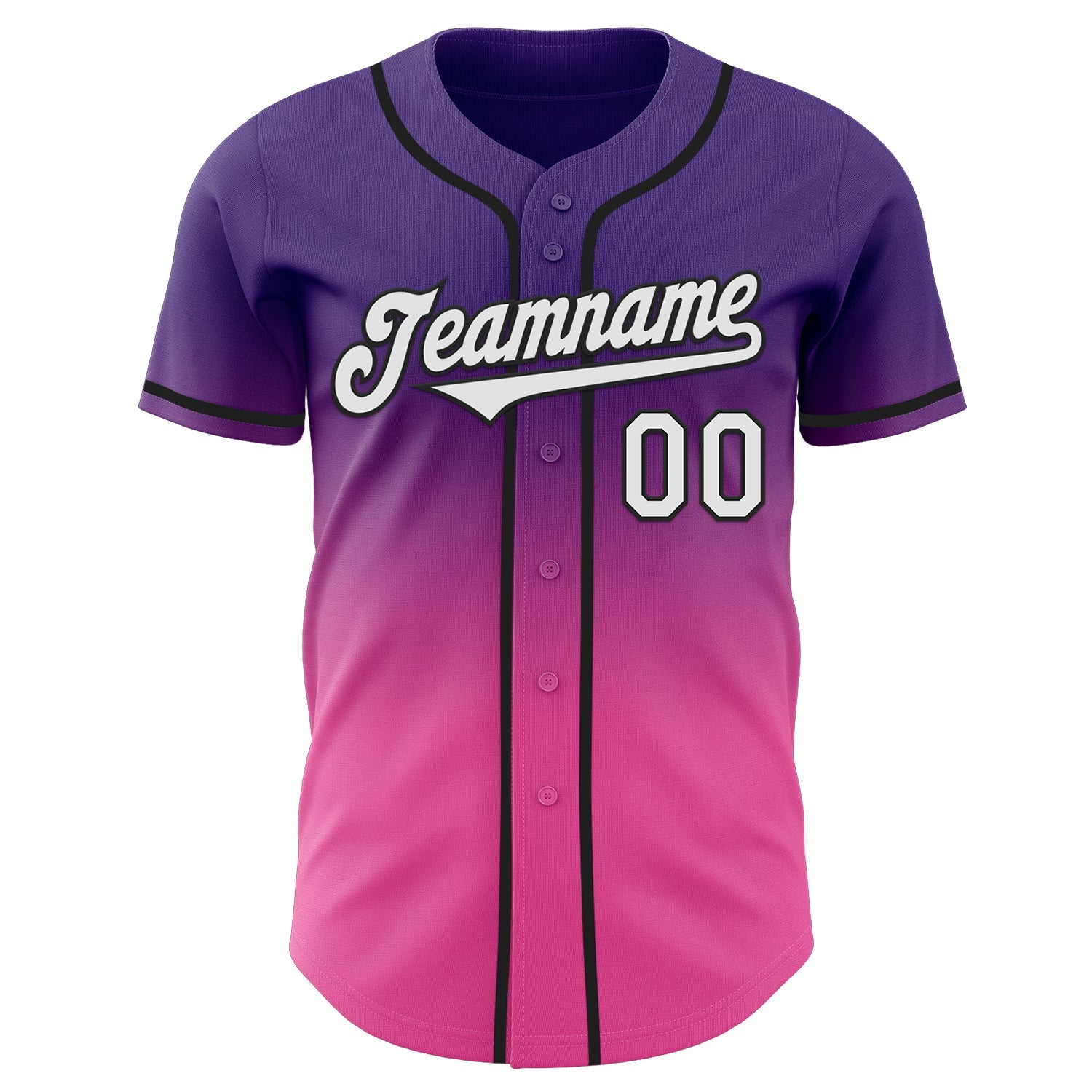 Custom Purple White Pink-Black Authentic Fade Fashion Baseball Jersey baseball jersey product view 2