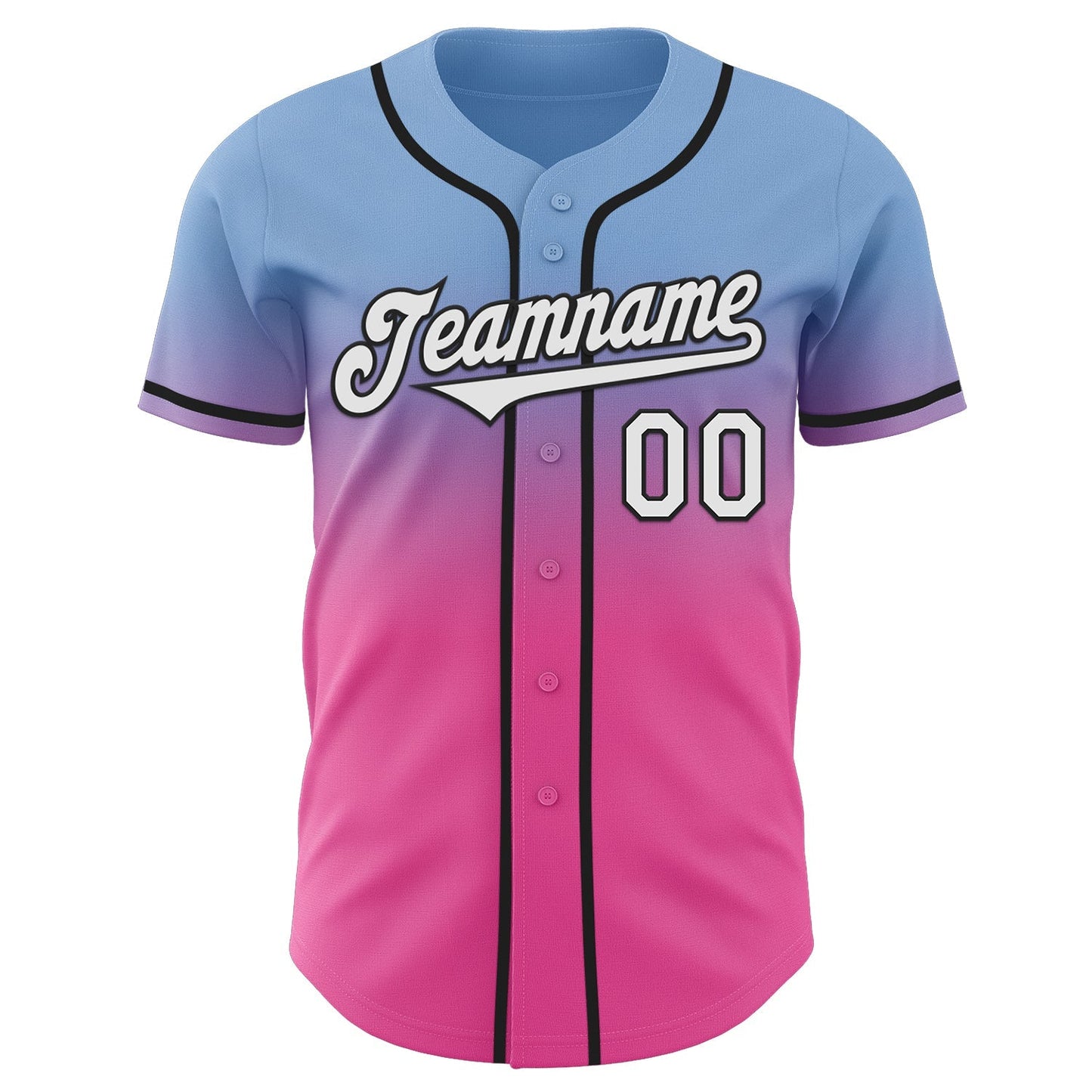 Custom Light Blue White Pink-Black Authentic Fade Fashion Baseball Jersey baseball jersey product view 2