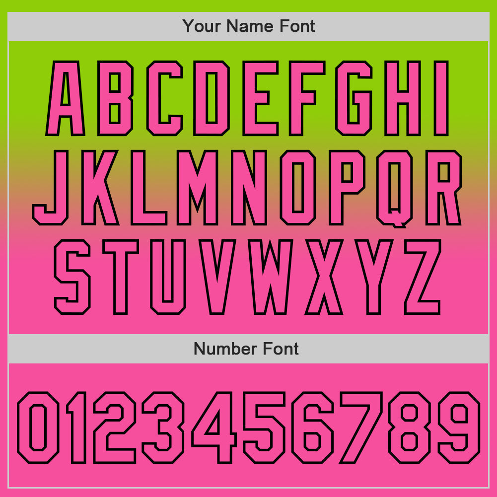 Custom Neon Green Pink-Black Authentic Fade Fashion Baseball Jersey baseball jersey product view 5
