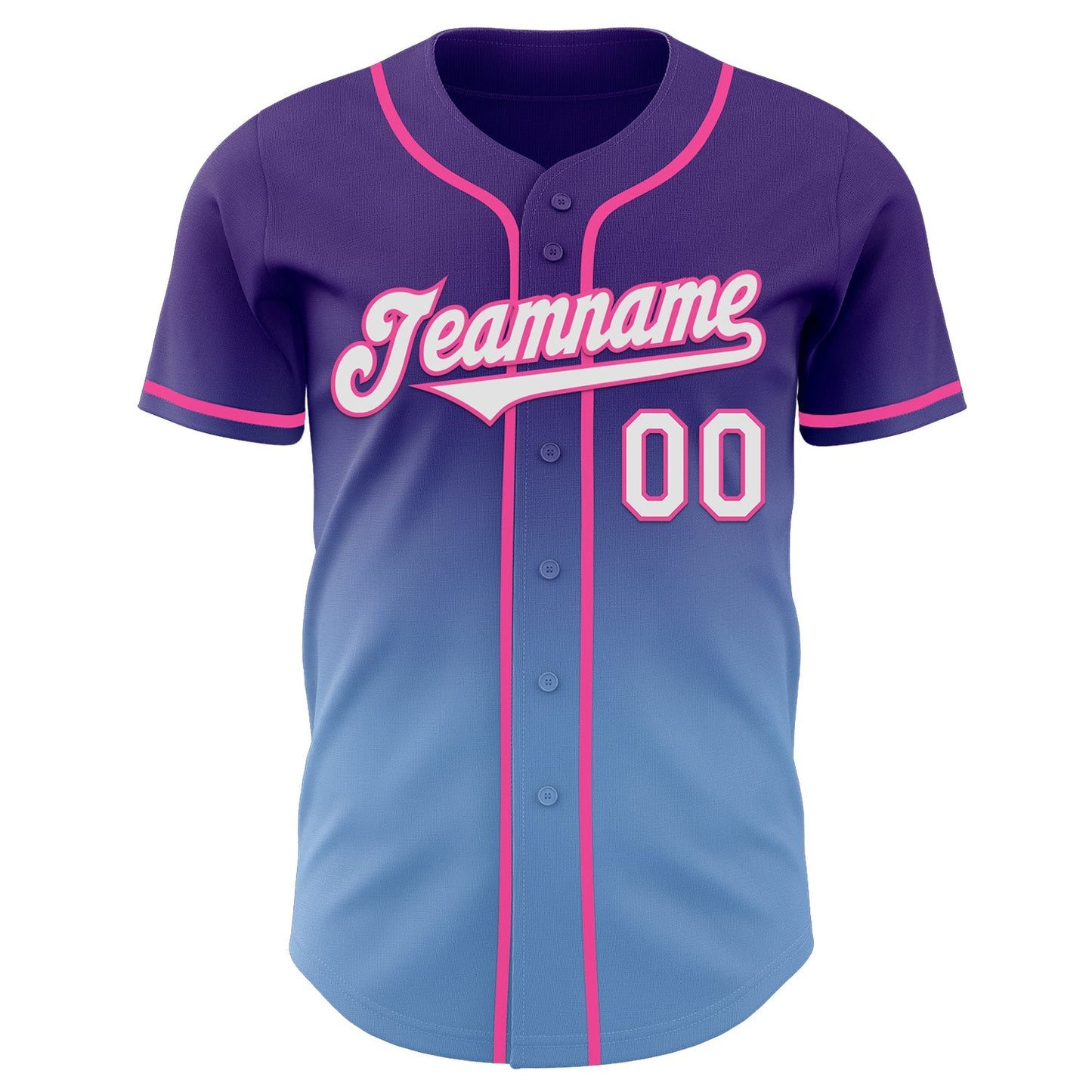 Custom Purple White Light Blue-Pink Authentic Fade Fashion Baseball Jersey baseball jersey product view 2