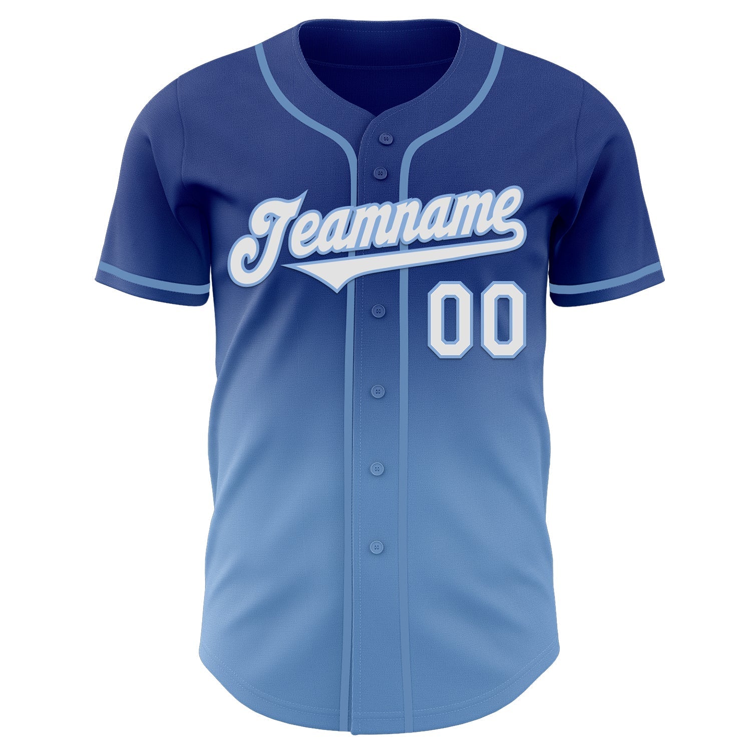Custom Royal White-Light Blue Authentic Fade Fashion Baseball Jersey baseball jersey product view 2