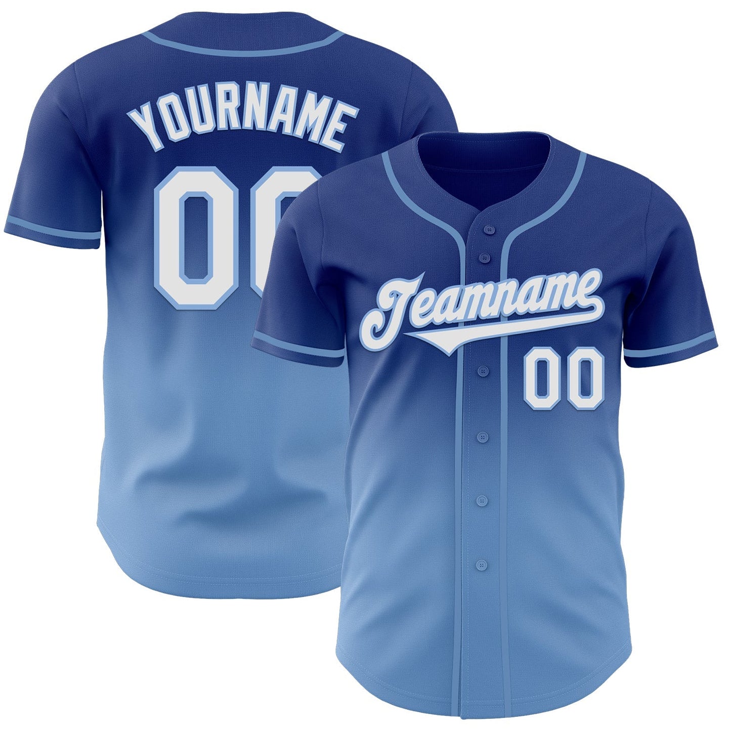 Custom Royal White-Light Blue Authentic Fade Fashion Baseball Jersey baseball jersey product view 1
