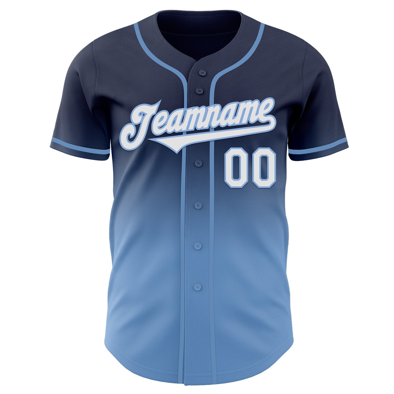 Custom Navy White-Light Blue Authentic Fade Fashion Baseball Jersey baseball jersey product view 2