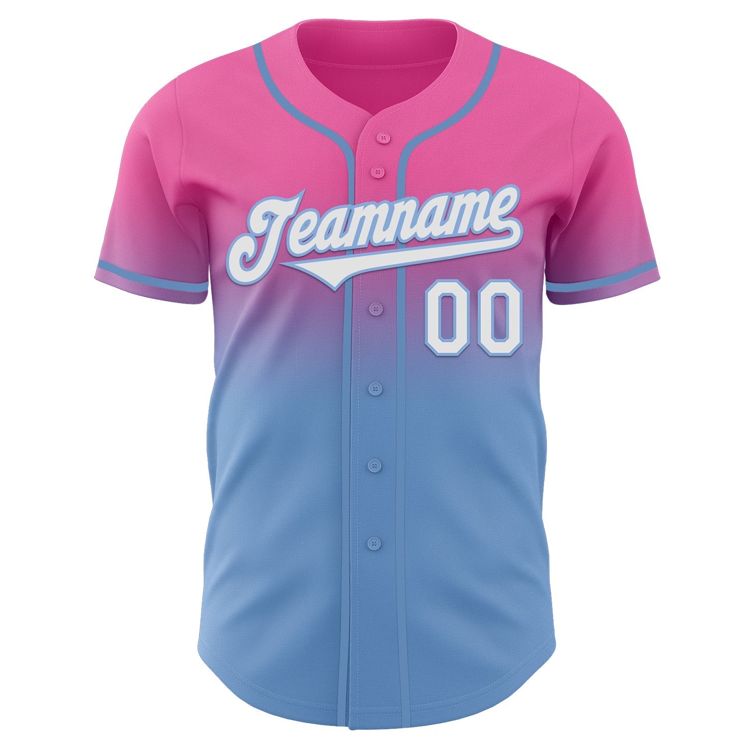 Custom Pink White-Light Blue Authentic Fade Fashion Baseball Jersey baseball jersey product view 2