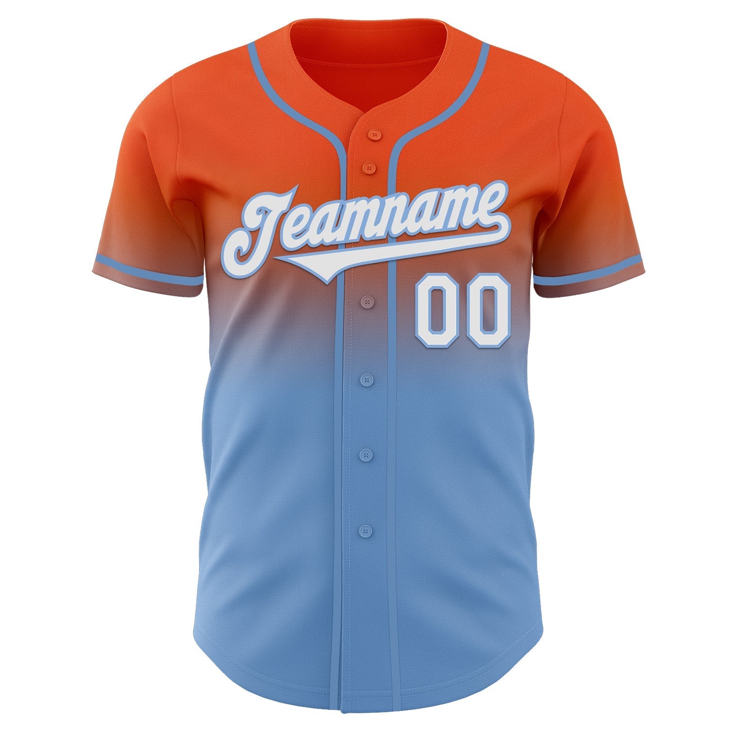 Custom Orange White-Light Blue Authentic Fade Fashion Baseball Jersey baseball jersey product view 2