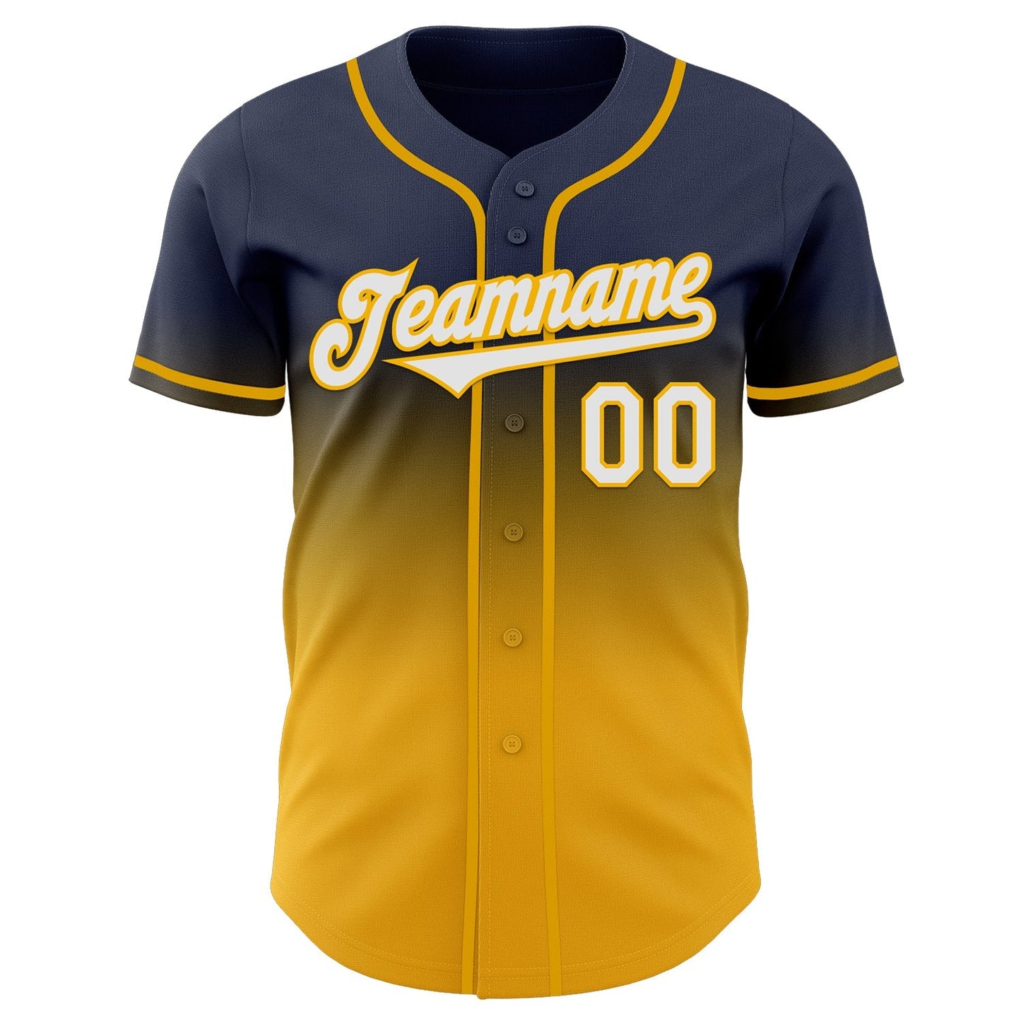 Custom Navy White-Gold Authentic Fade Fashion Baseball Jersey baseball jersey product view 2