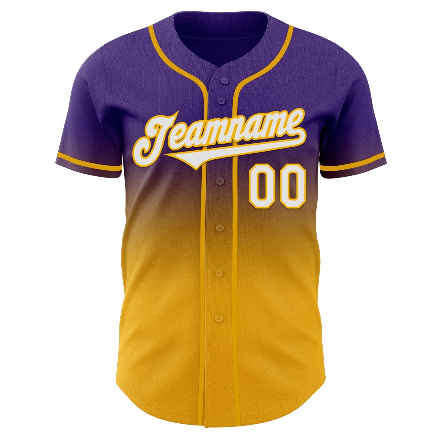 Custom Purple White-Gold Authentic Fade Fashion Baseball Jersey baseball jersey product view 2