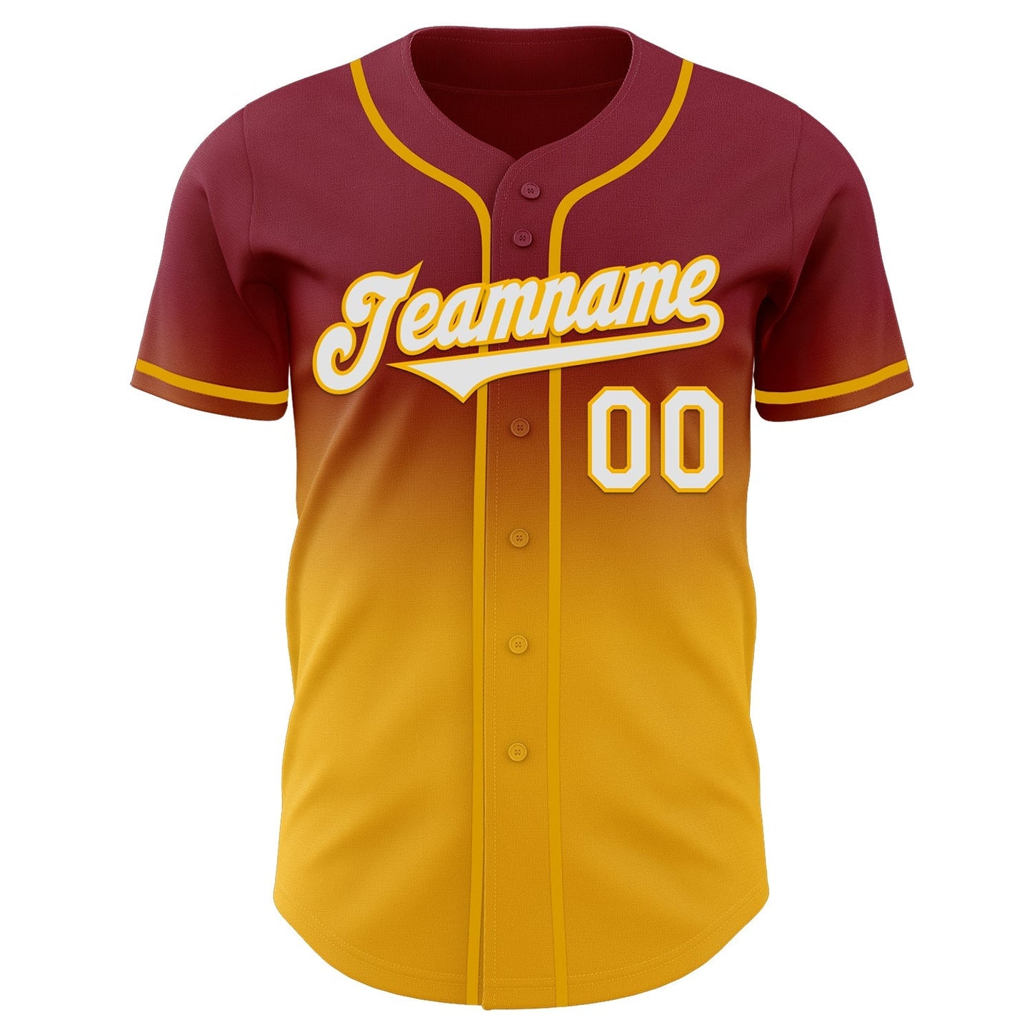Custom Crimson White-Gold Authentic Fade Fashion Baseball Jersey baseball jersey product view 2