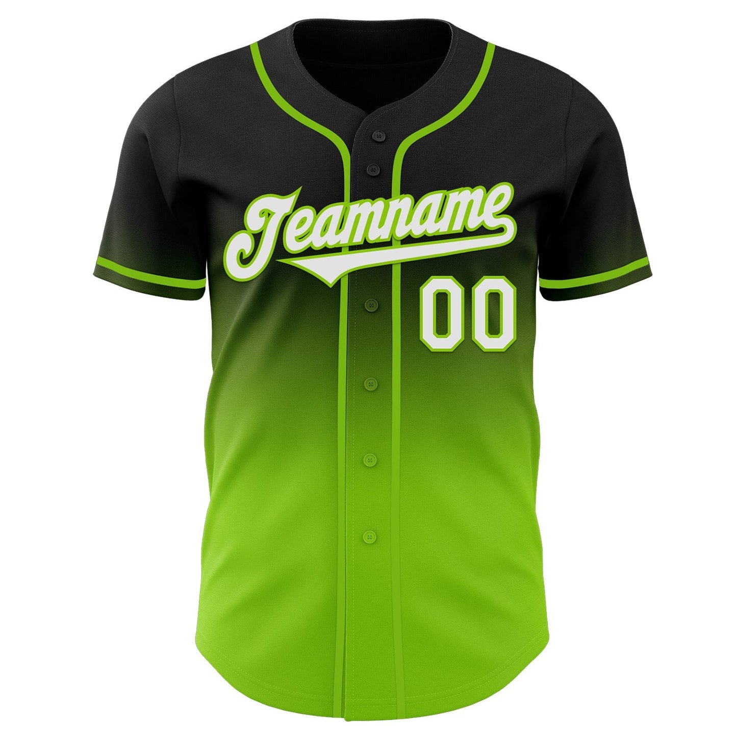 Custom Black White-Neon Green Authentic Fade Fashion Baseball Jersey baseball jersey product view 2