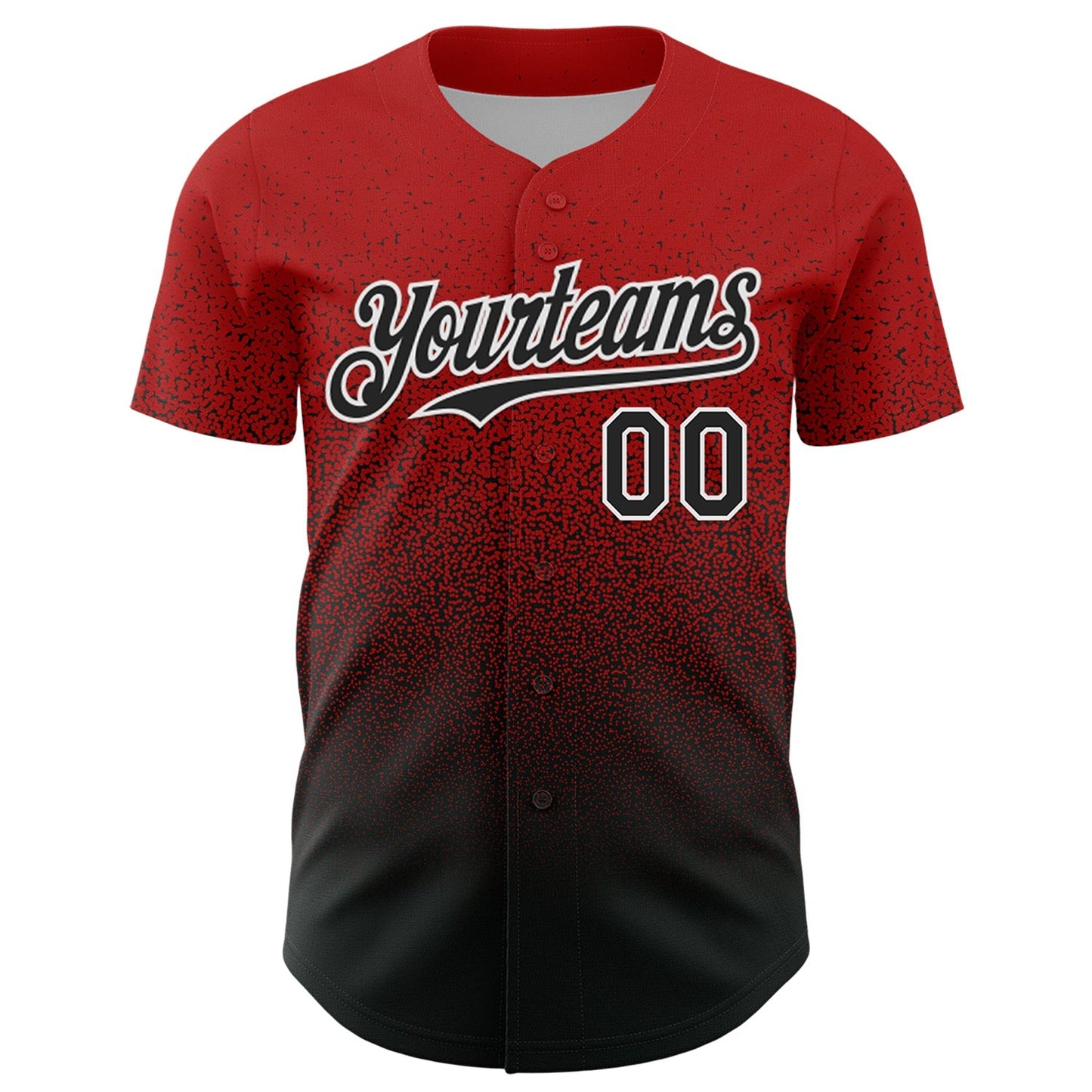 Custom Red Black-White Fade Fashion Speckle Authentic Baseball Jersey baseball jersey product view 2