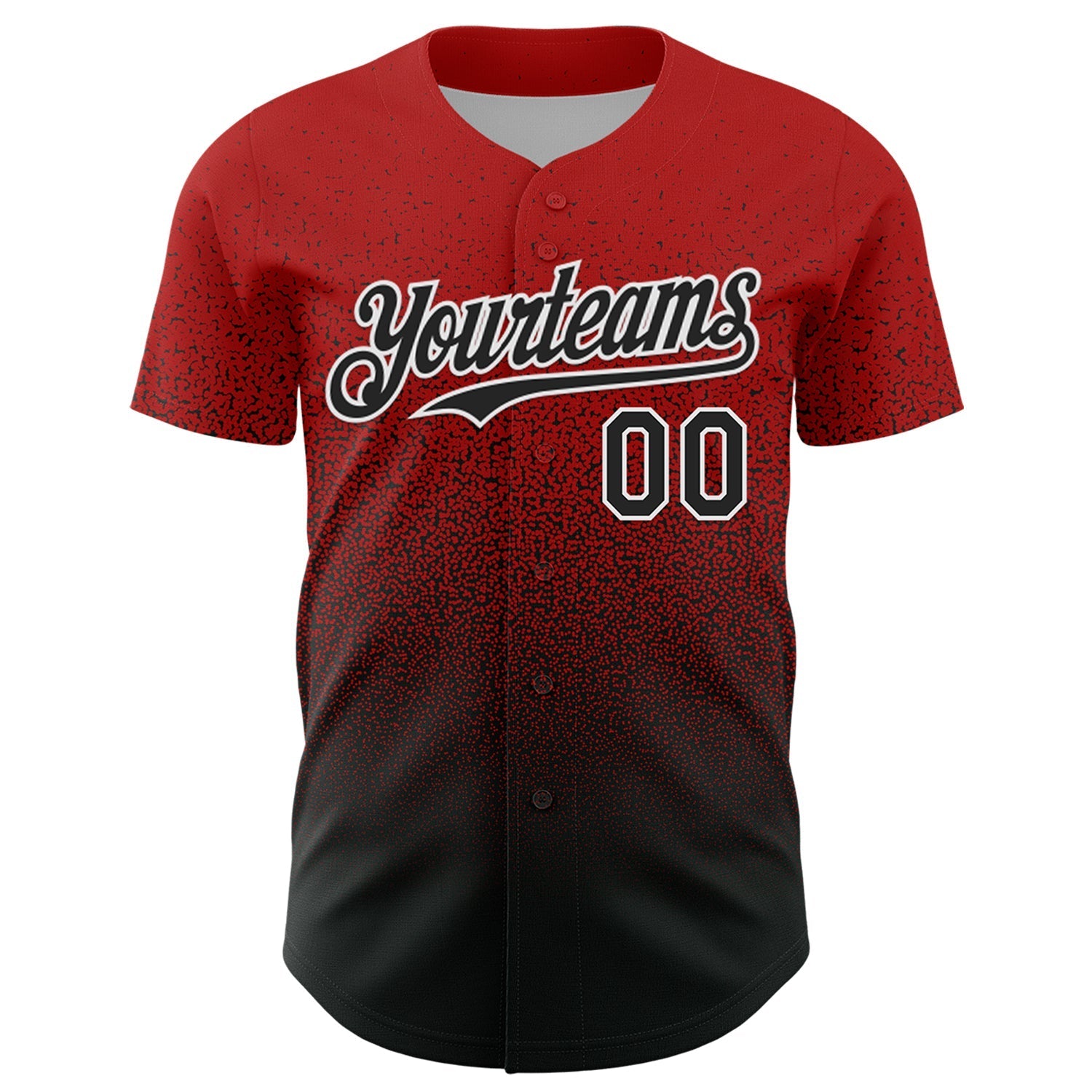 Custom Red Black-White Fade Fashion Speckle Authentic Baseball Jersey baseball jersey product view 2