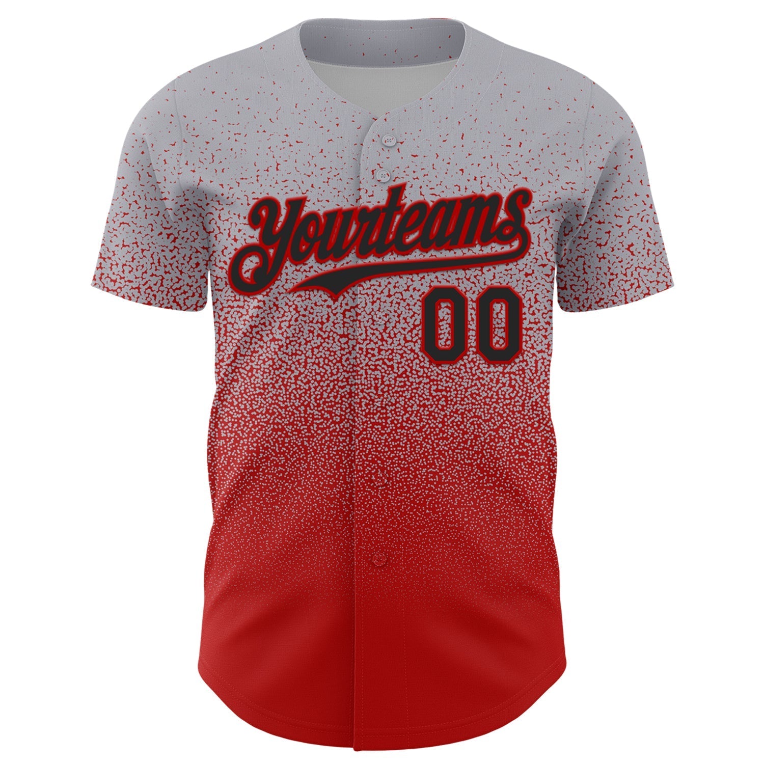Custom Gray Black-Red Fade Fashion Speckle Authentic Baseball Jersey baseball jersey product view 2