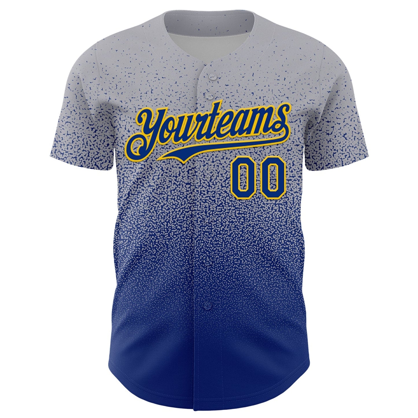 Custom Gray Royal-Gold Fade Fashion Speckle Authentic Baseball Jersey baseball jersey product view 2