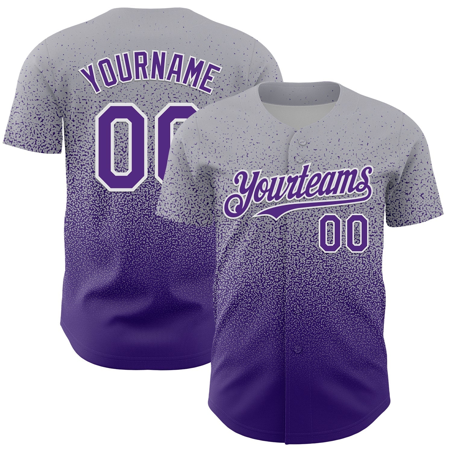 Custom Gray Purple-White Fade Fashion Speckle Authentic Baseball Jersey baseball jersey product view 1